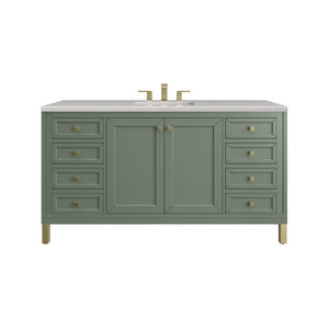 Chicago 60" Single Vanity, Smokey Celadon w/ 3CM Eternal Serena Top
