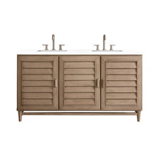 Load image into Gallery viewer, Portland 60&quot; Double Vanity Whitewashed Walnut, w/ 3 CM White Zeus Quartz Top