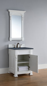 Bathroom Vanities Outlet Atlanta Renovate for LessBrookfield 26" Single Vanity, Bright White w/ 3 CM Charcoal Soapstone Quartz Top