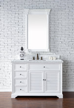 Load image into Gallery viewer, Savannah 48&quot; Bright White Single Vanity w/ 3 CM Carrara Marble Top