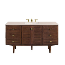 Load image into Gallery viewer, Amberly 60&quot; Single Vanity, Mid-Century Walnut w/ 3CM Eternal Marfil Top