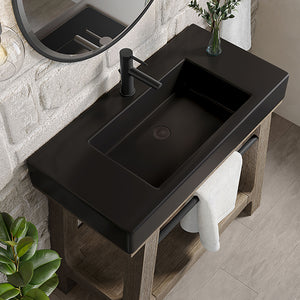 Bathroom Vanities Outlet Atlanta Renovate for LessAuburn 36" Sink Console, Weathered Timber w/ Black Matte Mineral Composite Top