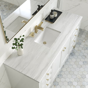 Chicago 60" Single Vanity, Glossy White w/ 3CM Arctic Fall Top