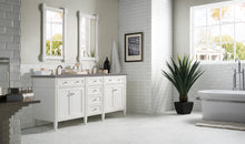 Load image into Gallery viewer, Brittany 72&quot; Bright White Double Vanity w/ 3 CM Grey Expo Quartz Top