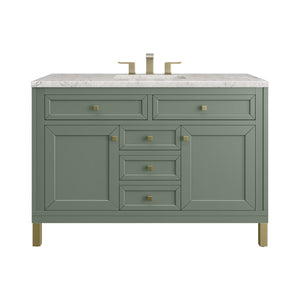 Chicago 48" Single Vanity, Smokey Celadon w/ 3CM Eternal Jasmine Pearl Top