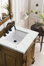 Load image into Gallery viewer, Brookfield 26&quot; Single Vanity, Country Oak w/ 3 CM Ethereal Noctis Quartz Top