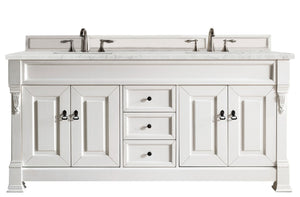 Brookfield 72" Double Vanity, Bright White w/ 3 CM Eternal Jasmine Pearl Quartz Top