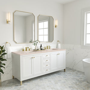 Chicago 72" Double Vanity, Glossy White w/ 3CM Eternal Marfil Top