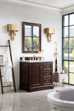 Load image into Gallery viewer, Bathroom Vanities Outlet Atlanta Renovate for LessDe Soto 36&quot; Single Vanity, Burnished Mahogany w/ 3 CM Ethereal Noctis Quartz Top
