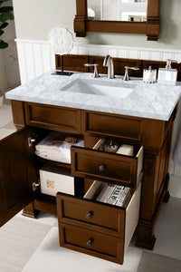 Bathroom Vanities Outlet Atlanta Renovate for LessBrookfield 36" Single Vanity, Country Oak w/ 3 CM Carrara Marble Top