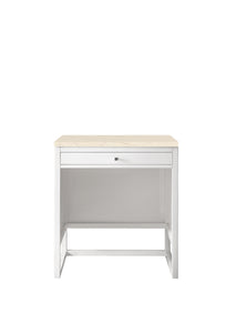 Athens 30"  Countertop  Unit (makeup counter), Glossy White w/ 3 CM Eternal Marfil Top