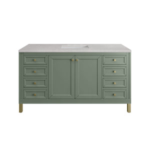 Chicago 60" Single Vanity, Smokey Celadon w/ 3CM Eternal Serena Top