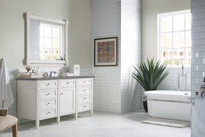 Brittany 60" Bright White Single Vanity w/ 3 CM Grey Expo Quartz Top