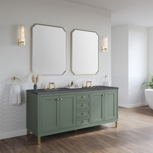 Chicago 72" Double Vanity, Smokey Celadon w/ 3CM Charcoal Soapstone Top