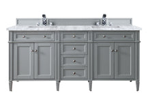 Load image into Gallery viewer, Brittany 72&quot; Urban Gray Double Vanity w/ 3 CM Carrara Marble Top