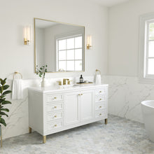 Load image into Gallery viewer, Chicago 60&quot; Single Vanity, Glossy White w/ 3CM White Zeus Top