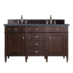 Brittany 60" Burnished Mahogany Double Vanity w/ 3 CM Charcoal Soapstone Quartz Top