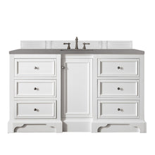 Load image into Gallery viewer, De Soto 60&quot; Single Vanity, Bright White w/ 3 CM Grey Expo Quartz Top