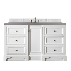 De Soto 60" Single Vanity, Bright White w/ 3 CM Grey Expo Quartz Top