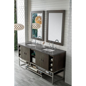 72 in. Sonoran Silver Oak Double Bathroom Vanity with 3 cm Grey QuartziteTop Renovate for Less Outlet