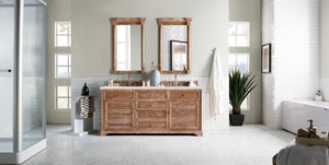 Savannah 72" Double Vanity Cabinet, Driftwood, w/ 3 CM Eternal Marfil Quartz Top