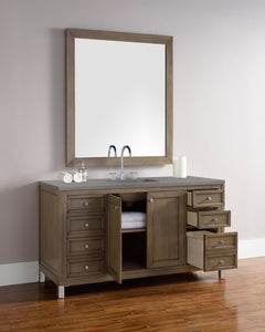 Bathroom Vanities Outlet Atlanta Renovate for LessChicago 60" Single Vanity, Whitewashed Walnut w/ 3 CM Grey Expo Quartz Top