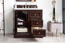 Load image into Gallery viewer, De Soto 36&quot; Single Vanity, Burnished Mahogany w/ 3 CM White Zeus Quartz Top