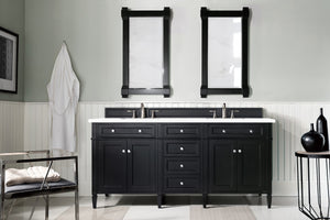 Brittany 72" Black Onyx Double Vanity w/ 3 CM White Zeus Quartz Top