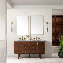 Load image into Gallery viewer, Amberly 60&quot; Double Vanity, Mid-Century Walnut w/ 3CM Eternal Jasmine Pearl Top