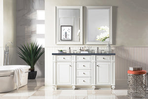 Bristol 60" Double Vanity, Bright White, w/ 3 CM Charcoal Soapstone Quartz Top