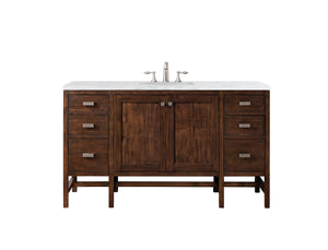 Addison 60" Single Vanity Cabinet , Mid Century Acacia, w/ 3 CM Arctic Fall Solid Surface Countertop