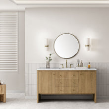 Load image into Gallery viewer, Hudson 60&quot; Single Vanity, Light Natural Oak w/ 3CM Eternal Jasmine Pearl Top