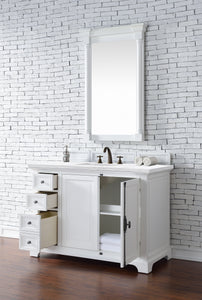 Bathroom Vanities Outlet Atlanta Renovate for LessProvidence 48" Bright White Single Vanity w/ 3 CM Arctic Fall Solid Surface Top