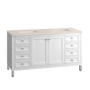 Bathroom Vanities Outlet Atlanta Renovate for LessChicago 60" Double Vanity, Glossy White w/ 3CM Eternal Marfil Top