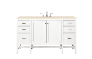 Addison 60" Single Vanity Cabinet , Glossy White, w/ 3 CM Eternal Marfil Top