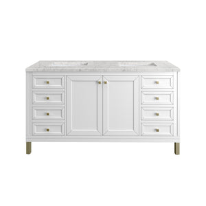 Chicago 60" Double Vanity, Glossy White w/ 3CM Eternal Jasmine Pearl Top