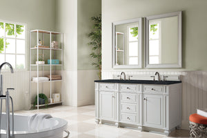 Bristol 60" Double Vanity, Bright White, w/ 3 CM Charcoal Soapstone Quartz Top