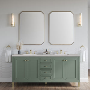 Chicago 72" Double Vanity, Smokey Celadon w/ 3CM Eternal Serena Top