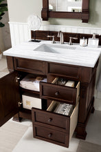 Load image into Gallery viewer, Bathroom Vanities Outlet Atlanta Renovate for LessBrookfield 36&quot; Single Vanity, Burnished Mahogany w/ 3 CM Arctic Fall Solid Surface Top