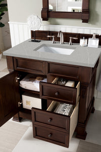 Bathroom Vanities Outlet Atlanta Renovate for LessBrookfield 36" Single Vanity, Burnished Mahogany w/ 3 CM Eternal Serena Quartz Top