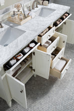 Load image into Gallery viewer, Brittany 72&quot; Bright White Double Vanity w/ 3 CM Carrara Marble Top