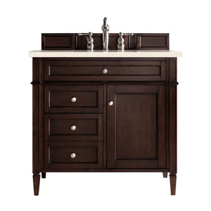 Brittany 36" Burnished Mahogany Single Vanity w/ 3 CM Eternal Marfil Quartz Top