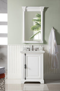 Providence 26" Single Vanity Cabinet, Bright White, w/ 3 CM Eternal Jasmine Pearl Quartz Top