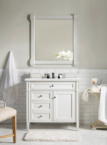 Brittany 36" Bright White Single Vanity w/ 3 CM White Zeus Quartz Top