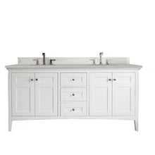 Load image into Gallery viewer, Palisades 72&quot; Double Vanity, Bright White, w/ 3 CM Eternal Serena Quartz Top