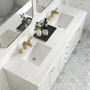 Chicago 72" Double Vanity, Glossy White w/ 3CM Arctic Fall Top