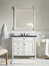 Load image into Gallery viewer, Brittany 36&quot; Bright White Single Vanity w/ 3 CM Charcoal Soapstone Quartz Top