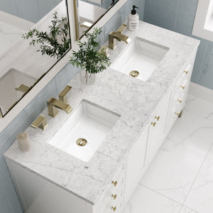 Chicago 60" Double Vanity, Glossy White w/ 3CM Eternal Jasmine Pearl Top