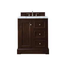 Load image into Gallery viewer, De Soto 30&quot; Single Vanity, Burnished Mahogany w/ 3 CM Carrara Marble Top