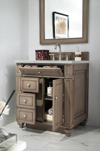 Bathroom Vanities Outlet Atlanta Renovate for LessBristol 30" Single Vanity, Whitewashed Walnut, w/ 3 CM Eternal Jasmine Pearl Quartz Top